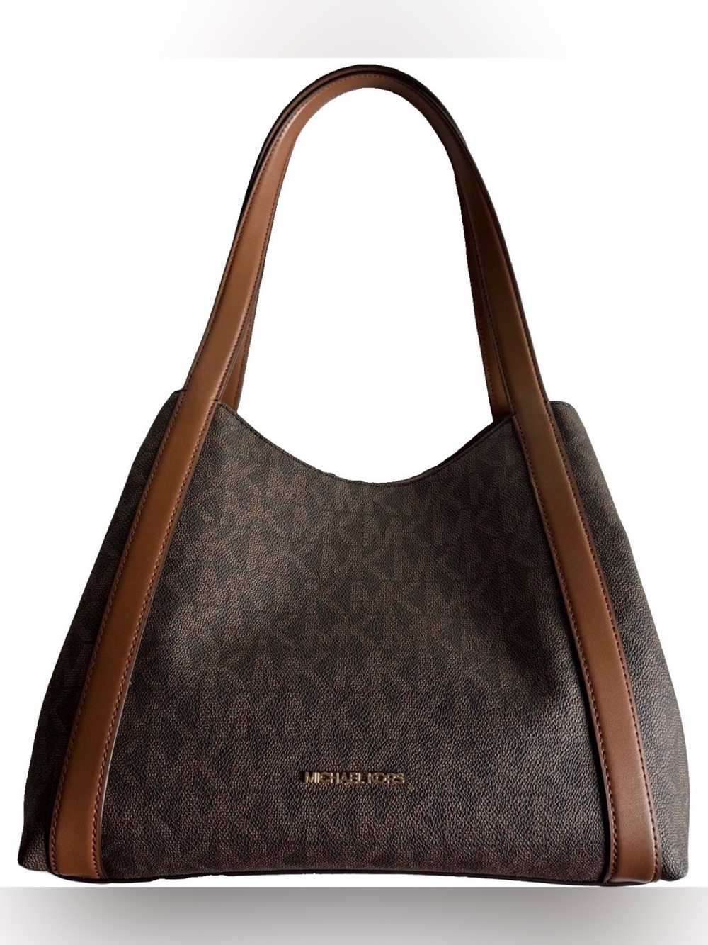 NWT Authentic Michael Kors Rosemary Brown Logo Large Shoulder Tote Luggage Bag